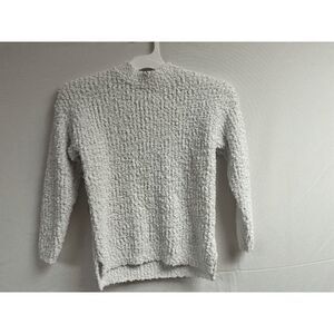 Girls Pullover High neck Long Sleeve Popcorn Knit Sweater White Size 130